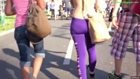 81 hot ravegirl in purple tight leggings