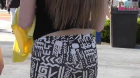 86 black leggings and red thong