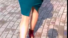Lady with beautiful legs recorded in public